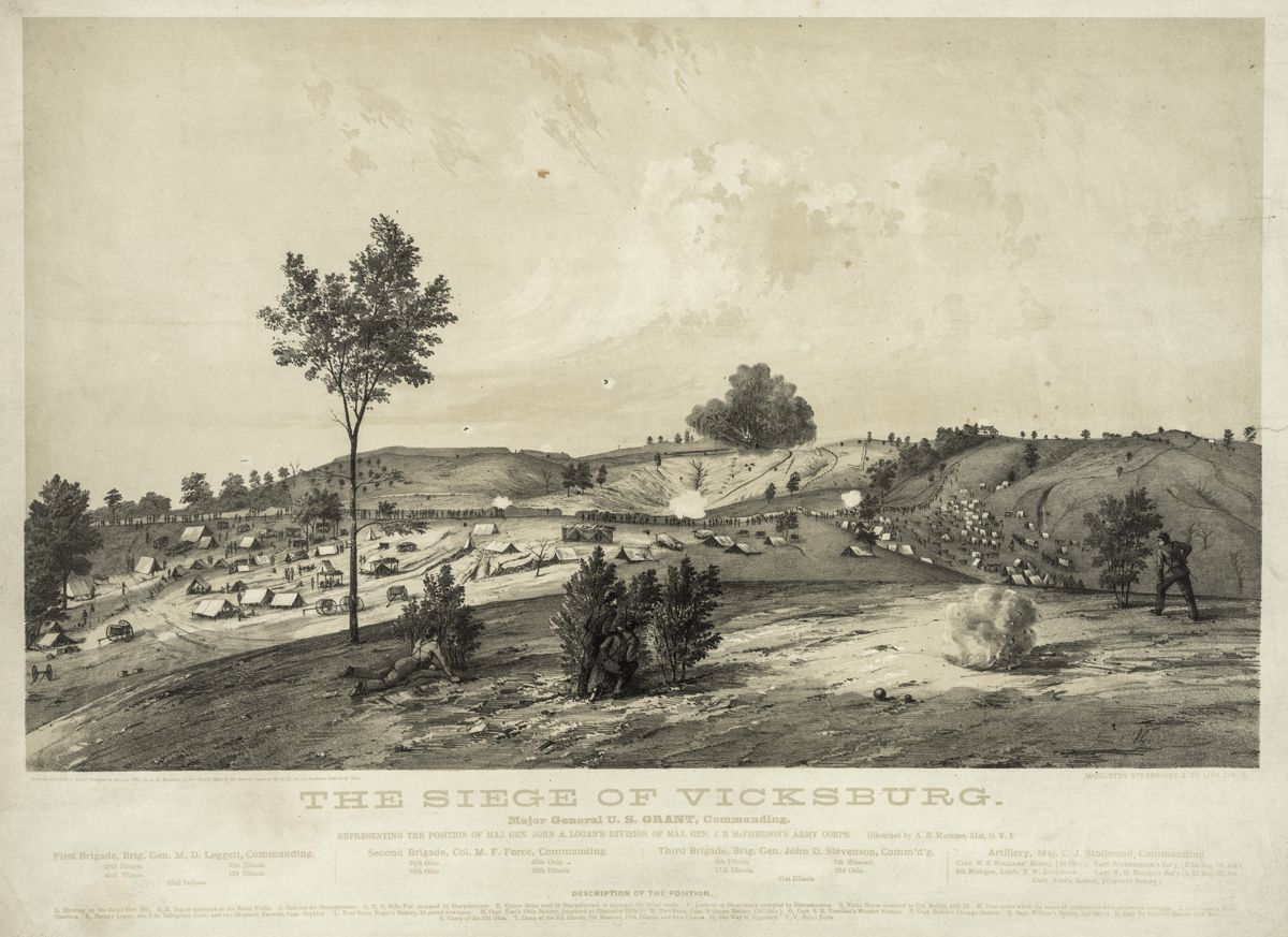 The siege of Vicksburg - Major General U.S. Grant, commanding / JG ; sketched by A.E. Mathews, 31st O.V.I. ; Middleton, Strobridge, & Co. Lith. Cin. O. (Library of Congress)