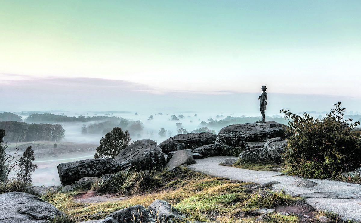 Statue of Gouverneur K. Warren on Little Round Top. (Louis Quattrini)