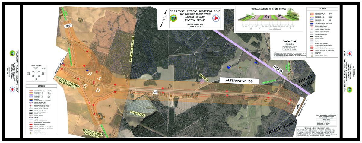 The eastern portion of the proposed route through the Wyse Fork Battlefield National Register District.