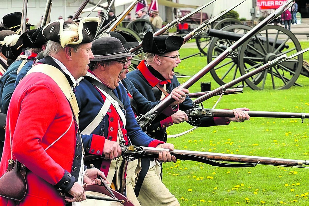 Revolutionary War reenactors under Commander Bob Cairns.