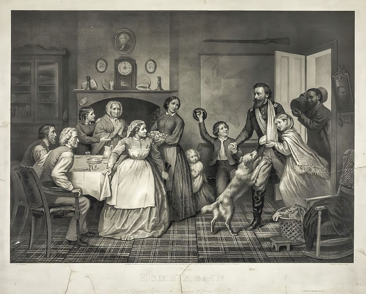Home Again. W. Endicott & Co., printer, Dominique C Fabronius, lithographer, Trevor McClurg, 1816–1893, artist.