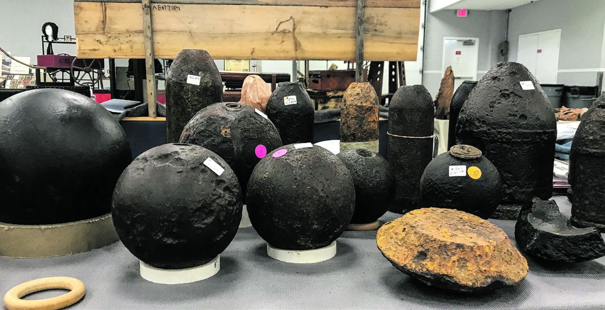 Among the most popular artifacts of the show were Civil War artillery projectiles. All shells were required to be inert before being allowed into the show hall.