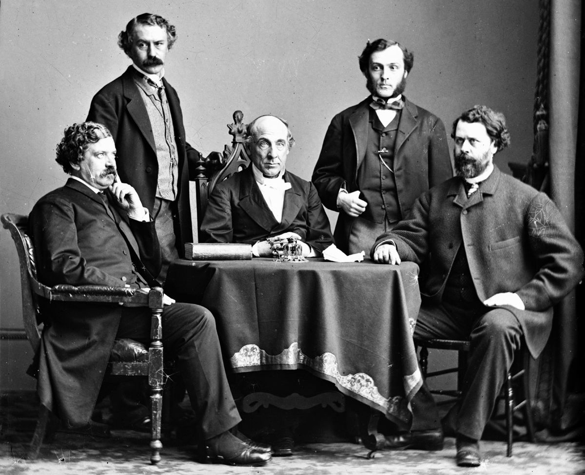 Henry Bellows (center) and staff. (Library of Congress)