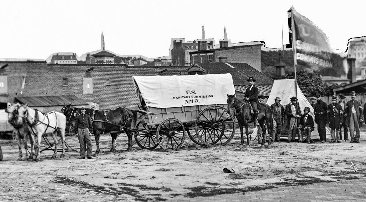U.S. Sanitary Commission arrives. (Library of Congress)