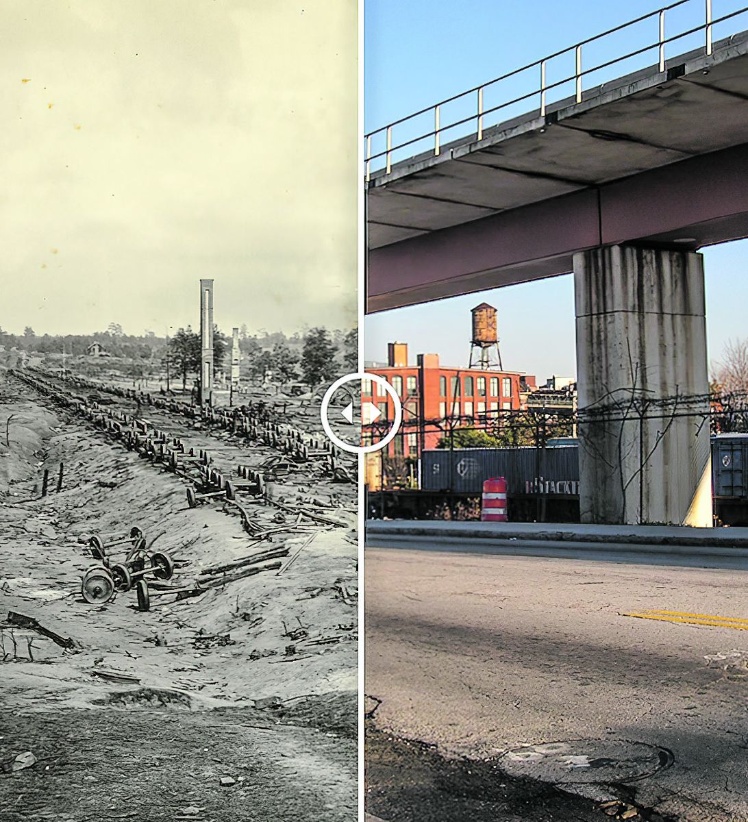 Fig. 2. Then and now photographs with a slider in the center.
