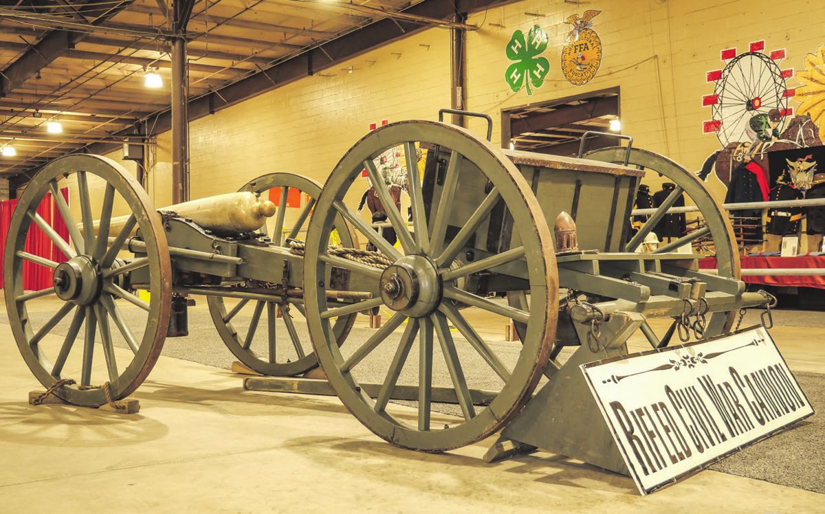 Denny Pizzini displayed his original State of Conn. marked, 14-pounder James rifle and limber.