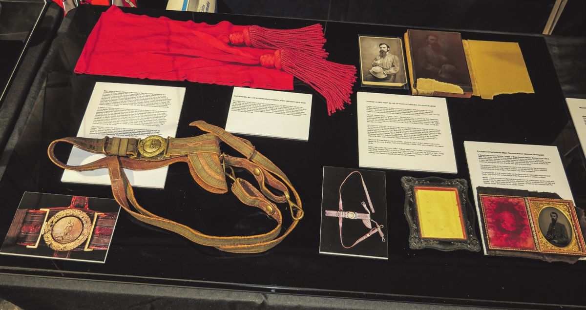 Craig Bell’s display of Confederate Gen. William Mahone’s sword, photograph, Virginia two-piece belt buckle and belt, and sash. Mahone was widely regarded as the hero of the Battle of the Crater on July 30, 1864.