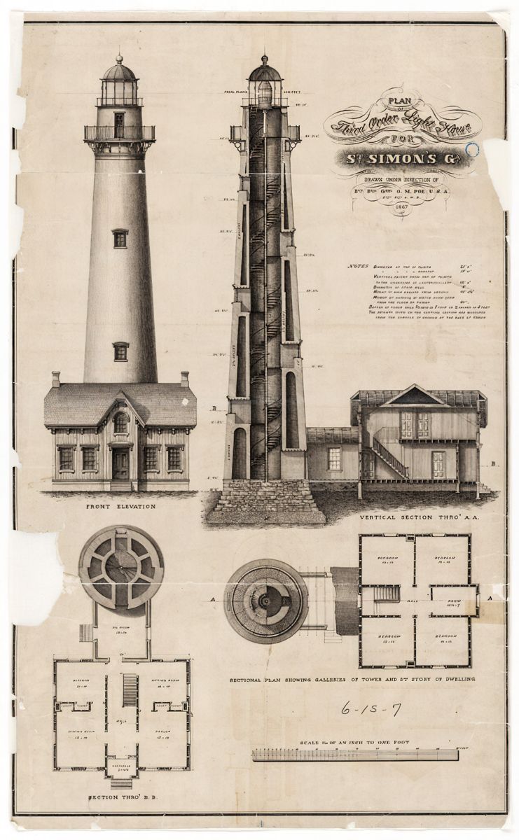 Orlando Poe lighthouse plan, St. Simons Island, Ga.