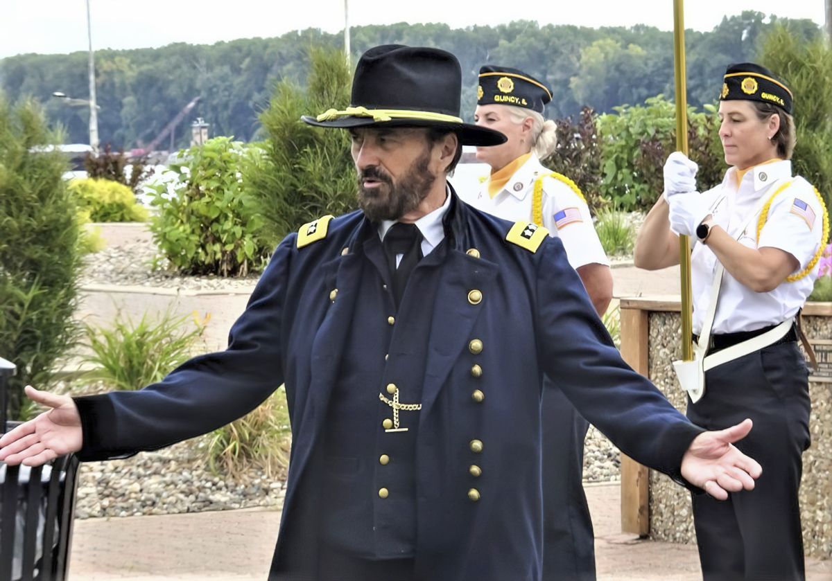 General Grant speaking to the crowd during the ceremony.