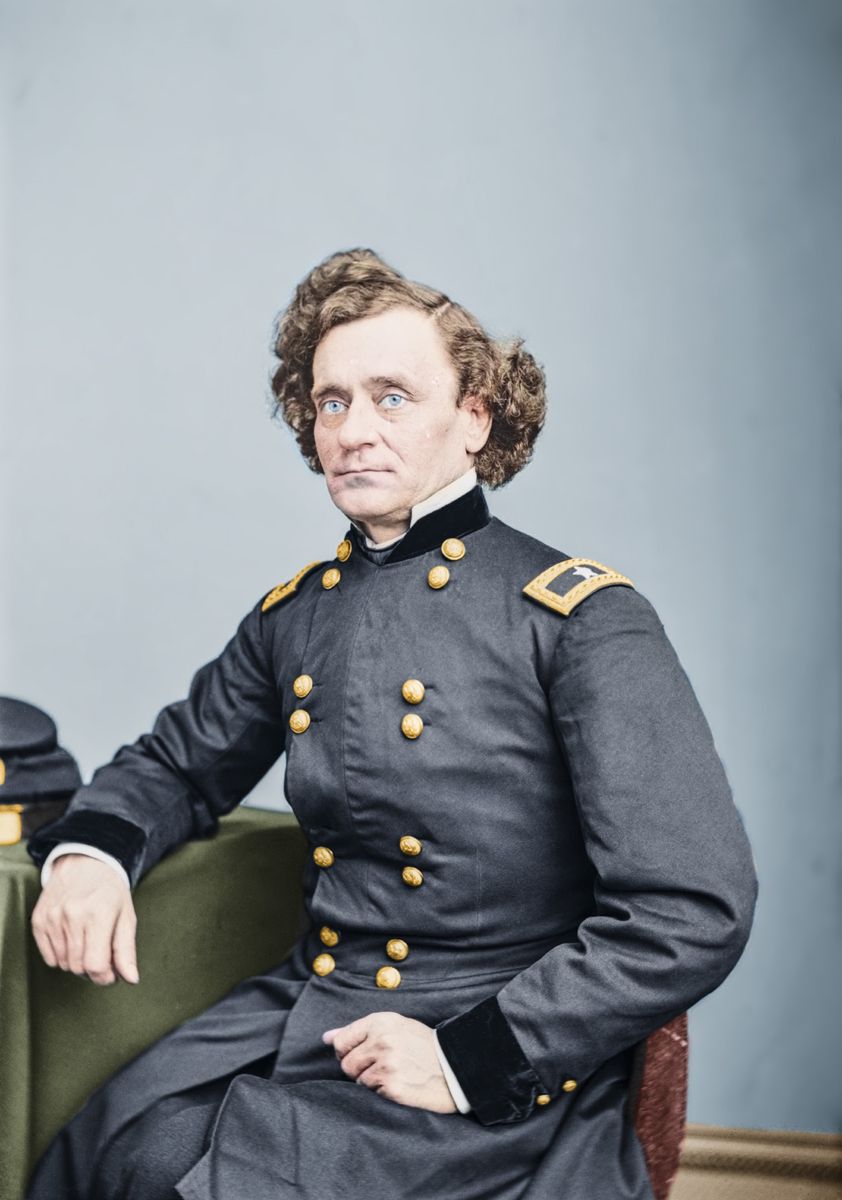 Brig. Gen. Thomas W. Sherman. Colorization © 2022 civilwarincolor.com courtesy civilwarincolor.com/cwn. (Library of Congress)