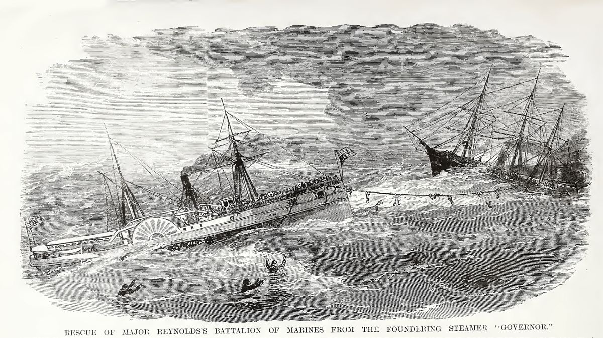 Rescue of Major Reynolds’s Battalion of Marines from the Foundering Steamer Governor. (Frank Leslie’s Illustrated History of the Civil War)