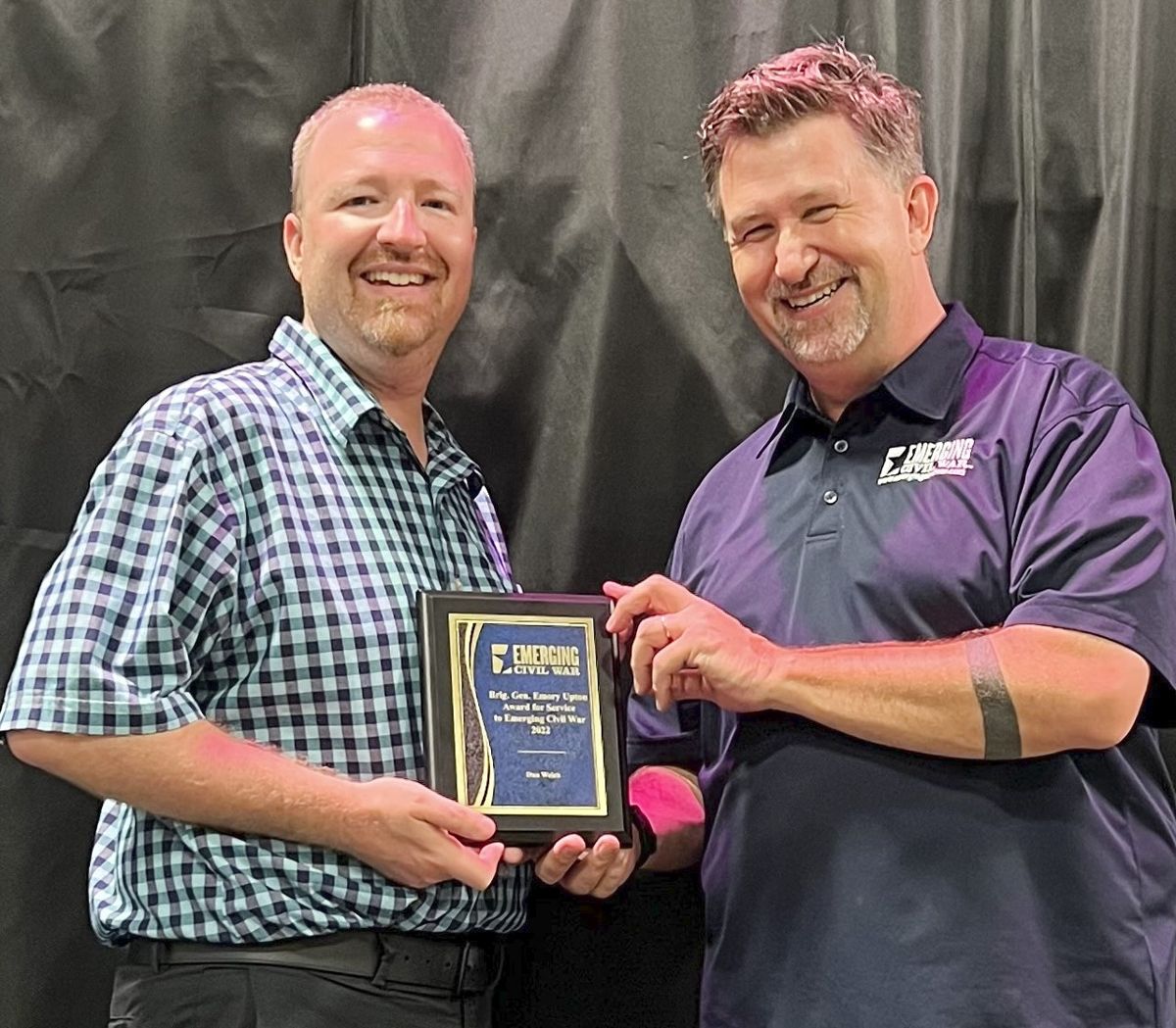 The Emory Upton Award Presented to a member of the Emerging Civil War community in recognition of outstanding service to ECW. Presented to Dan Welch.