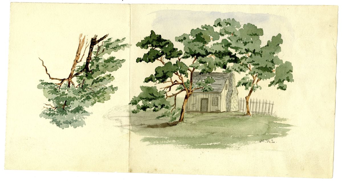 In 1877, professional artist Mary King Longfellow of Portland, Maine, captured New Hope Church in watercolor. This rare image—first published in the Civil War literature in The Great Battle Never Fought—shows a modest wood- frame structure with a stone chimney. Image courtesy National Park Service, Longfellow House— Washington’s Headquarters National Historic Site.