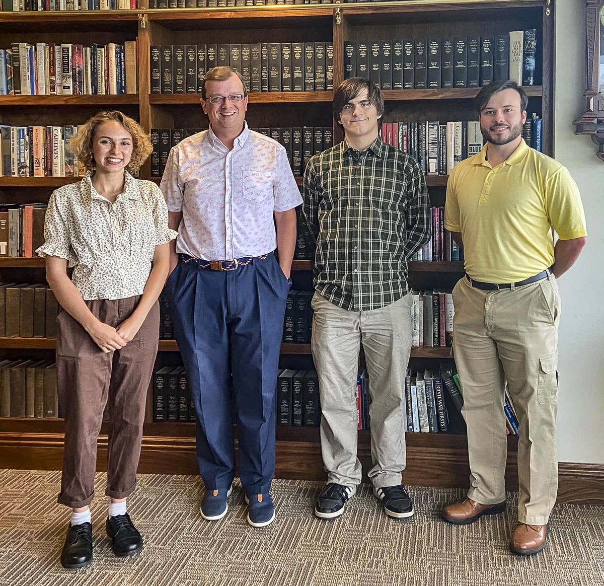 MCWI’s summer fellows, from left to right, Caitlyn Graulau, Prof. Jonathan A. Noyalas, Brennan Komelasky, and Steven Stabler. (Photo courtesy Jonathan A.