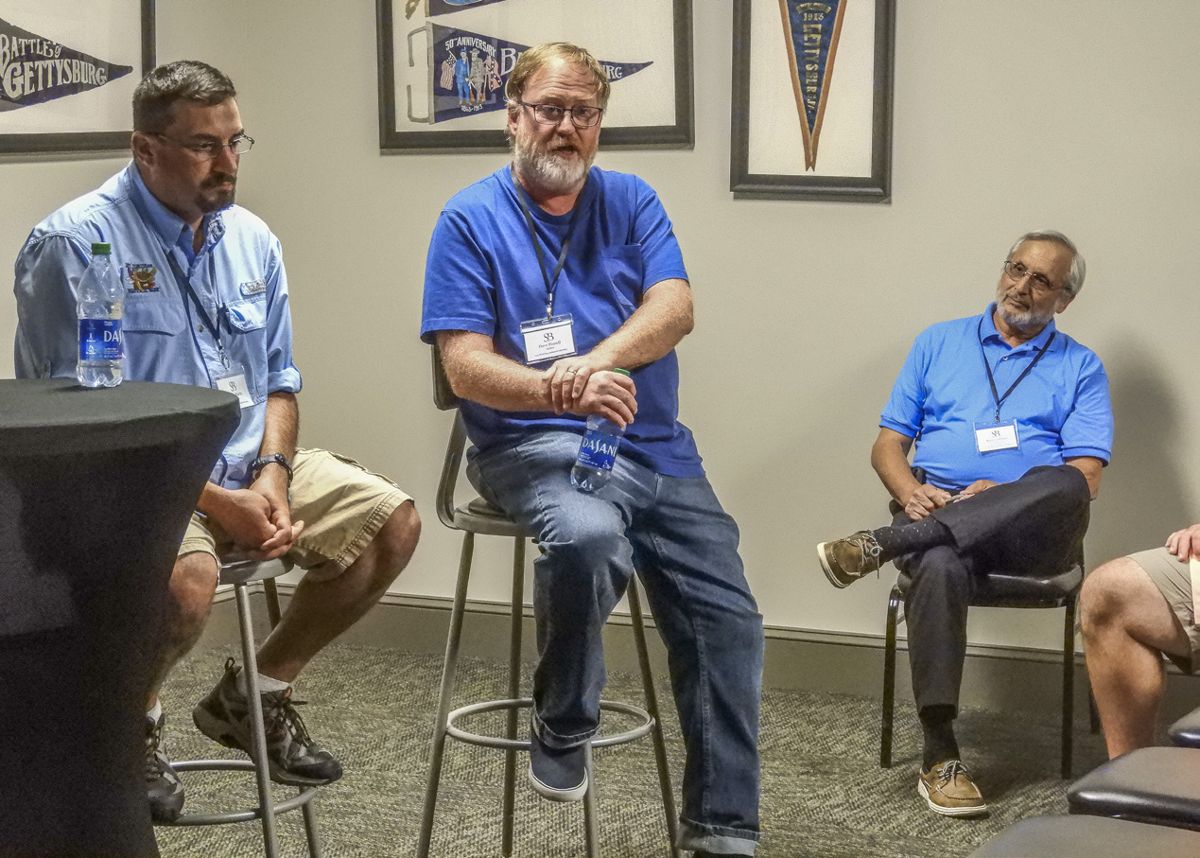 Panelists Mike Harris, Dave Powell, and Brad Gottfried discuss the writing process.