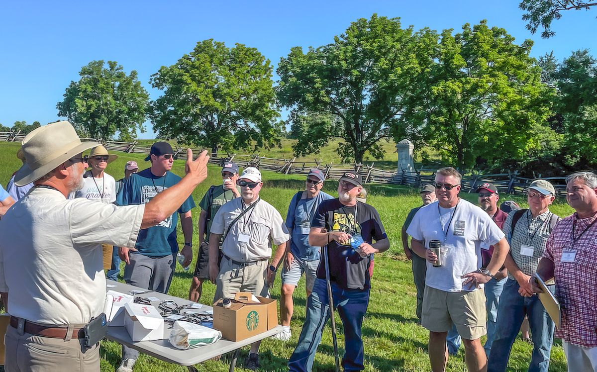 Brad Gottfried leads a tour about Rodes’s Brigade in the Sunken Road at Antietam.