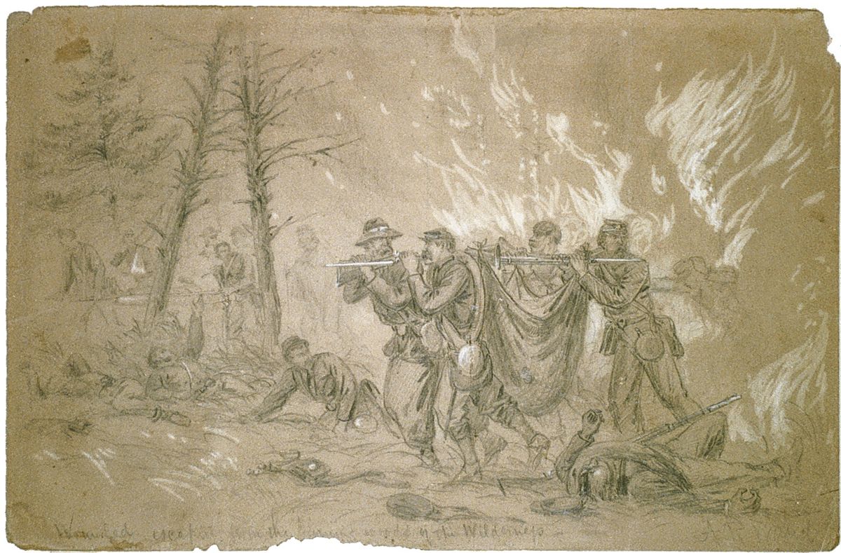 From commanding generals down to privates, fighting in the Wilderness challenged the emotions of the men. (Library of Congress)
