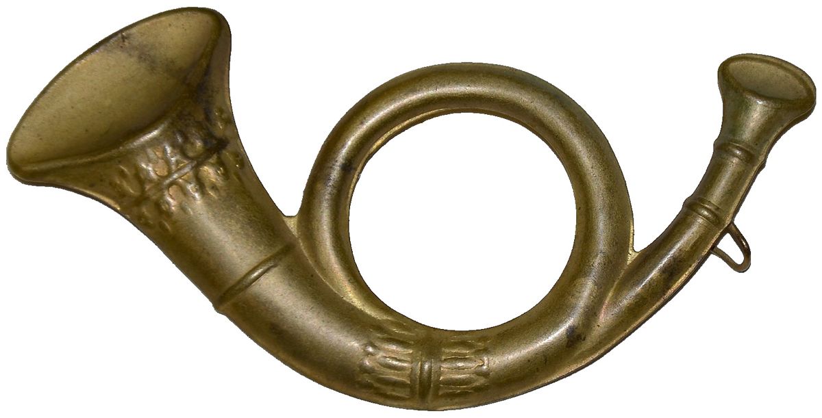 Reversed closeup of the hats and insignia. Original brass infantry insignia shown below.