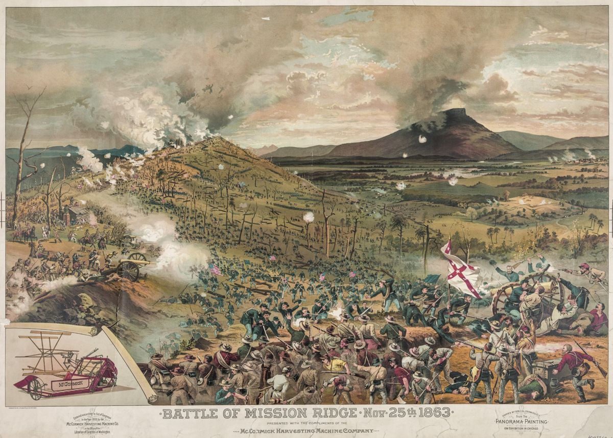 Battle of Mission [i.e., Missionary] Ridge, Nov. 25th, 1863, presented by McCormick Harvesting Machine Company. (Library of Congress)