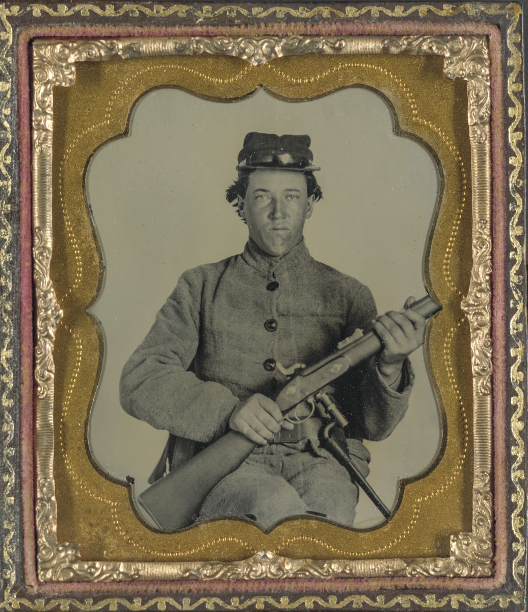 Confederate soldier with Enfield rifle. Liljenquist Family Collection of Civil War Photographs (Library of Congress).