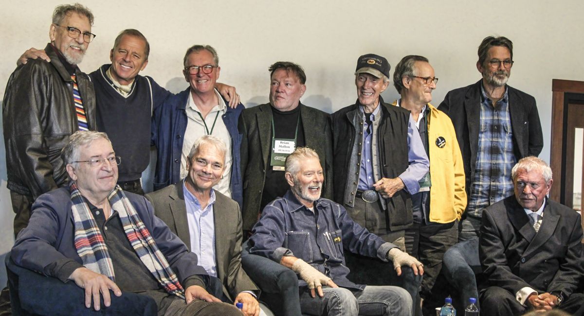 Seated: Ron Maxwell (director), actors Stephen Lang and Tom Berenger, with other cast and crew for the Gettysburg 30th Anniversary celebration. (All anniversary photos by Leon Reed)