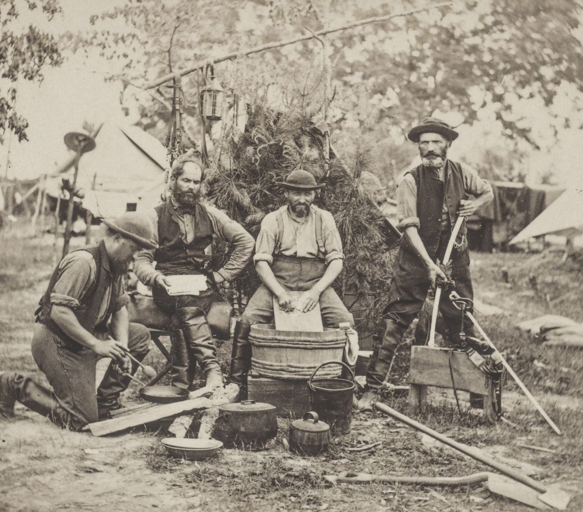 Servants at quarters of Prince de Joinville in front of Yorktown, May 3, 1862. (Library