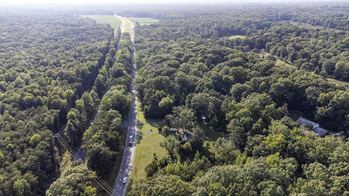 An aerial photo of the Chancellorsville Battlefield in Fredericksburg, Va. Photo by Matthew Hartwig.