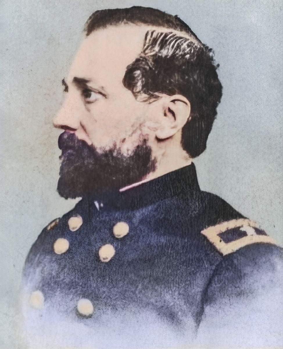 Maj. Gen. Jesse, L. Reno. Colorization © 2023 civilwarincolor.com, courtesy civilwarincolor.com/cwn. (Library of Congress)