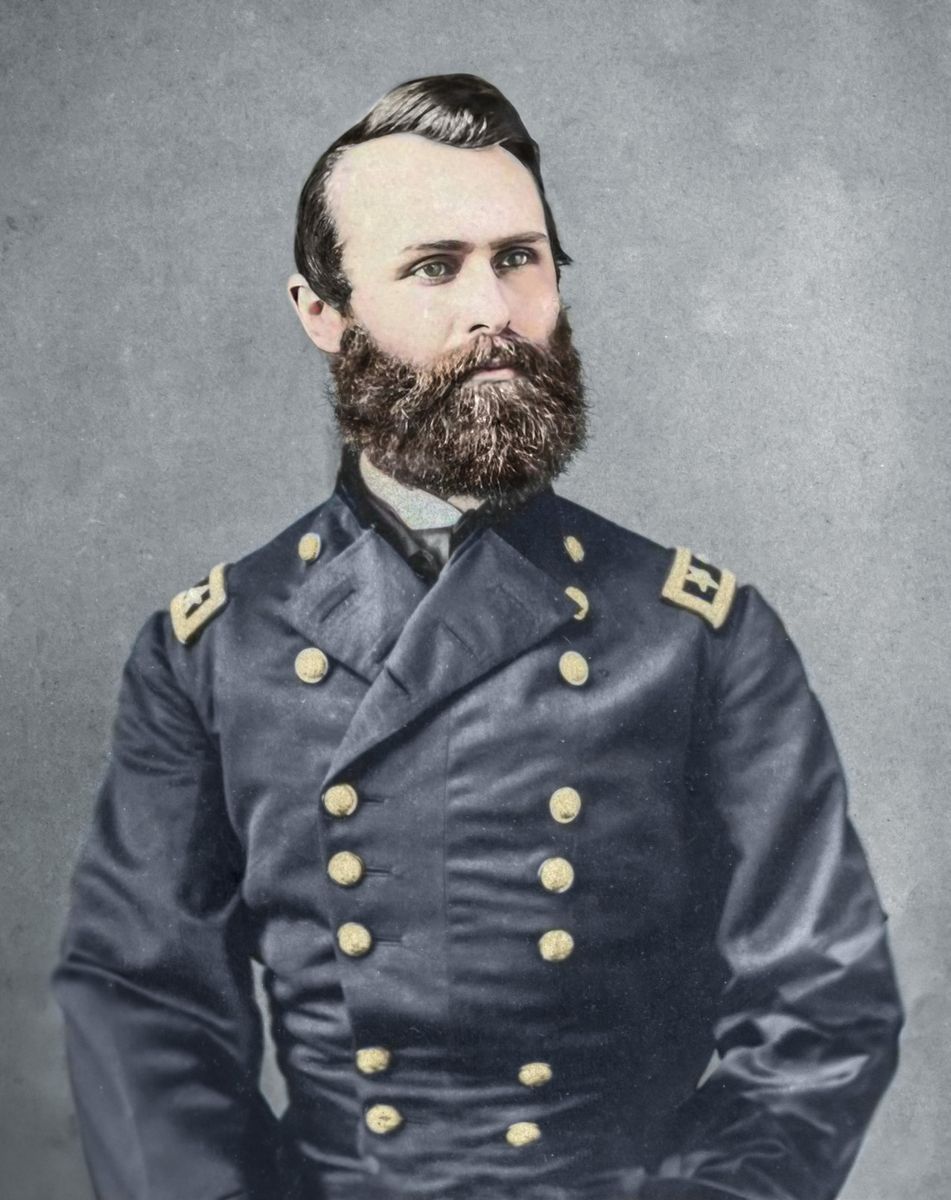 Maj. Gen. Jacob D. Cox. Colorization © 2023 civilwarincolor.com, courtesy civilwarincolor.com/cwn. (Library of Congress)