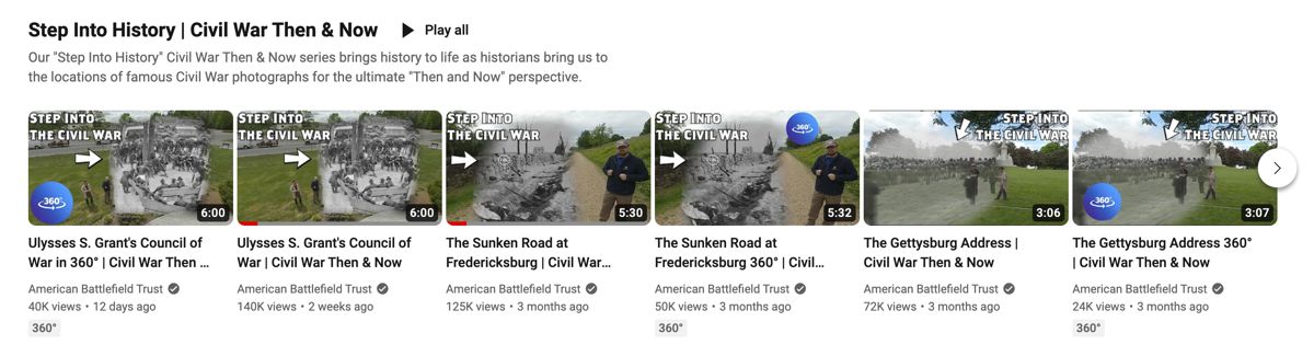 The award-winning series can be viewed on the Trust’s YouTube channel at www.youtube.com/ americanbattlefieldtrust.