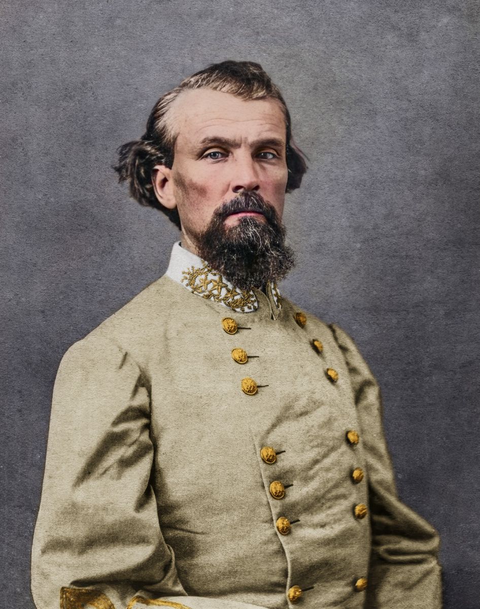 Lt. Gen. Nathan Bedford Forrest, C.S. A. Colorization © 2024 civilwarincolor.com, courtesy civilwarincolor.com/cwn. (Public Domain)