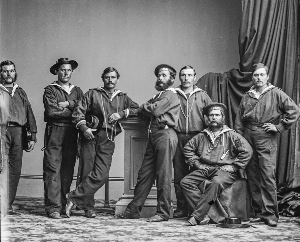 Group of Russian sailors from the navy ship Variag during visit to New York City. (Library of Congress)