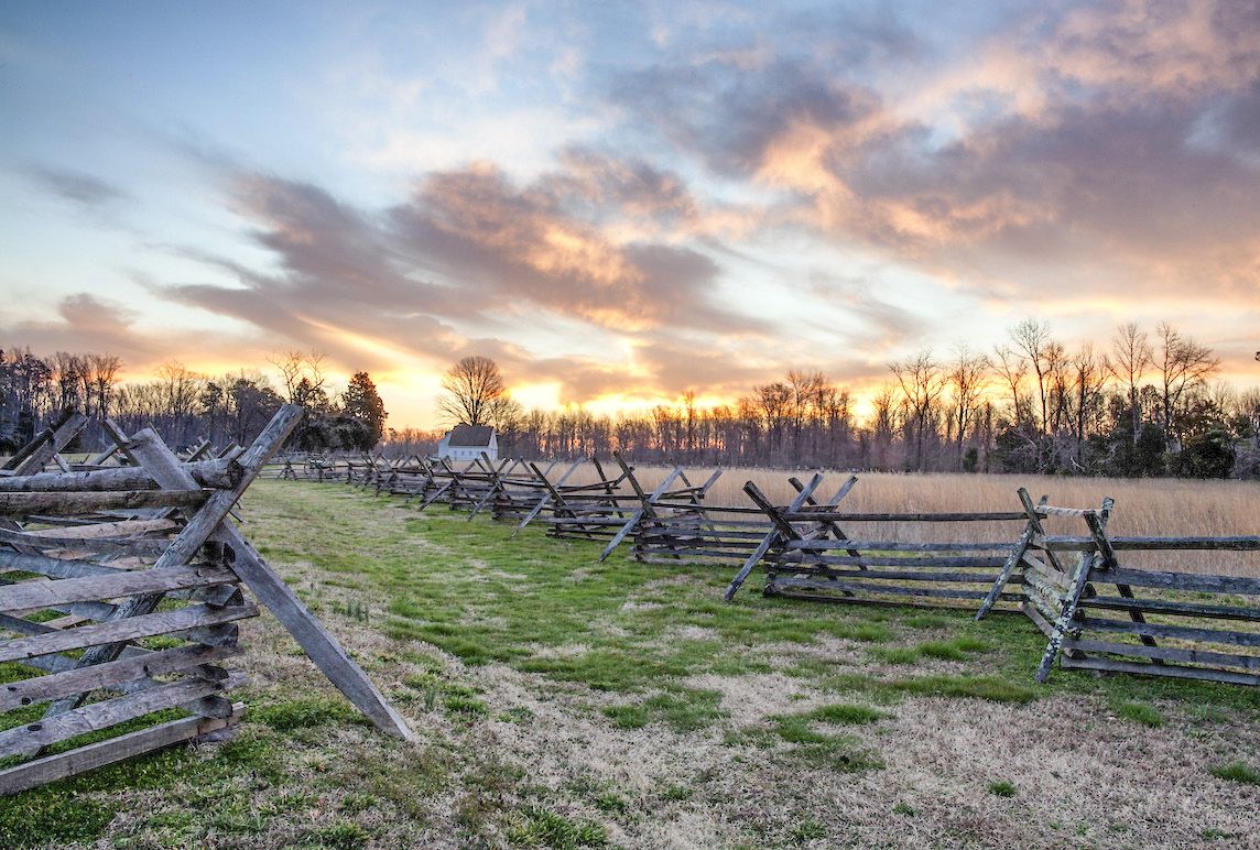 The sun sets on the Gaines’ Mill Battlefield outside Richmond, Va. Photo by Buddy Secor.