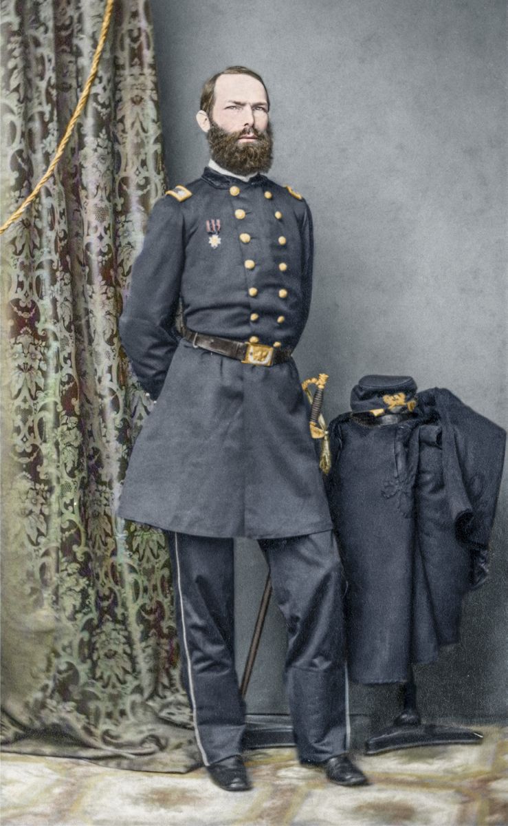 Lt Col Julius Garesché. Colorization © 2023 civilwarincolor.com , courtesy civilwarincolor.com/cwn. (Public Domain)