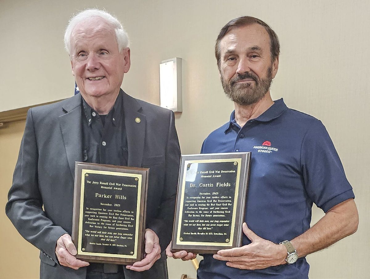 General Parker Hills and Dr. Curt Fields with Jerry Russell awards.