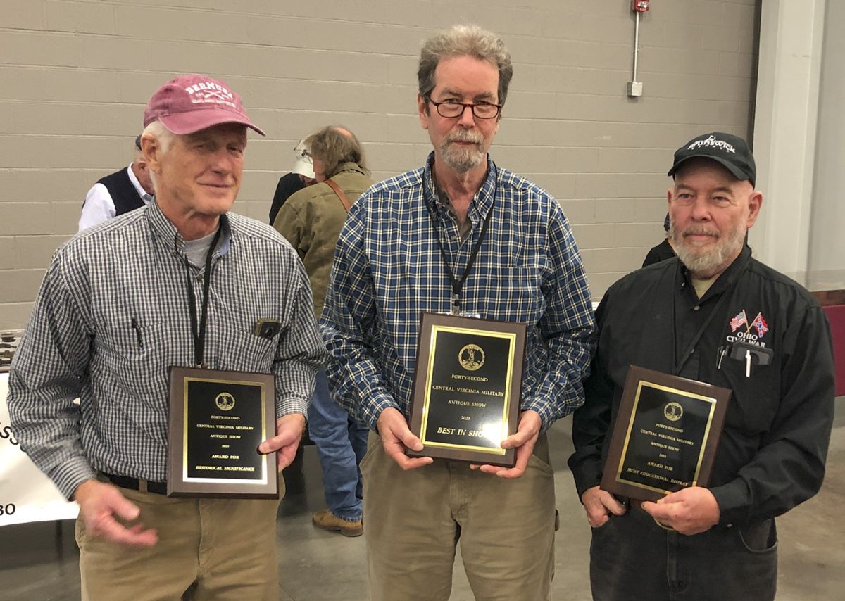 Three judges award winners of the ten displays present at the show. Left to right: Historical Significance – Bill Thompson; Mac Mason Best of Show – Tim Garrett; Most Educational – David Gotter.