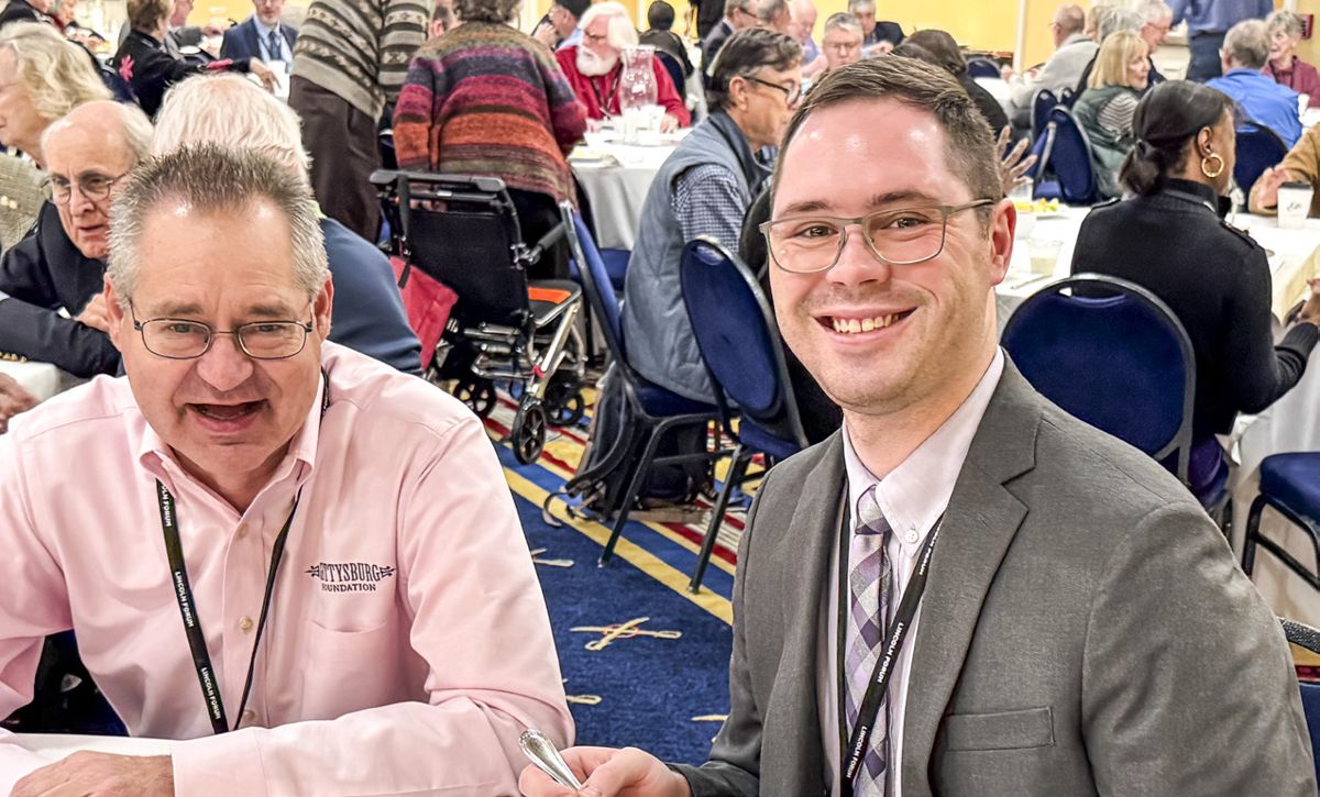 Gettysburg Foundation president Wayne Motts with Matthew Phillips.
