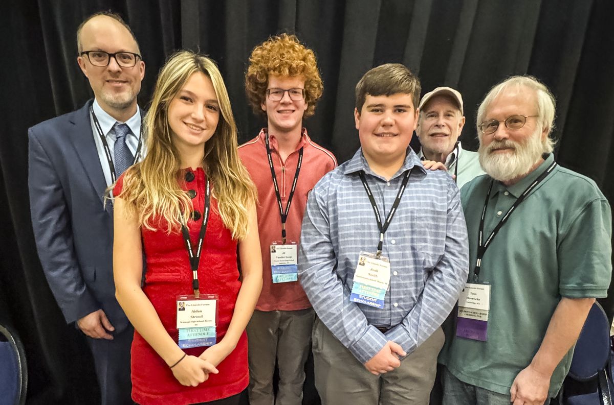 Left to right: Jonathan White, Aidan Stroud, JJ Vander Loop, Joah Smith, Harold Holzer, and Tom Horrocks.