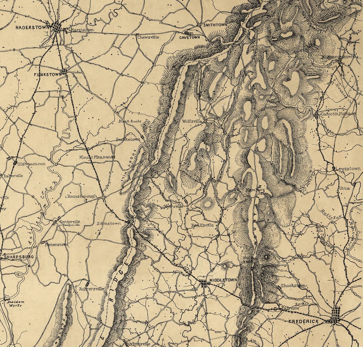 Route from Frederick to Hagerstown. (Library of Congress)