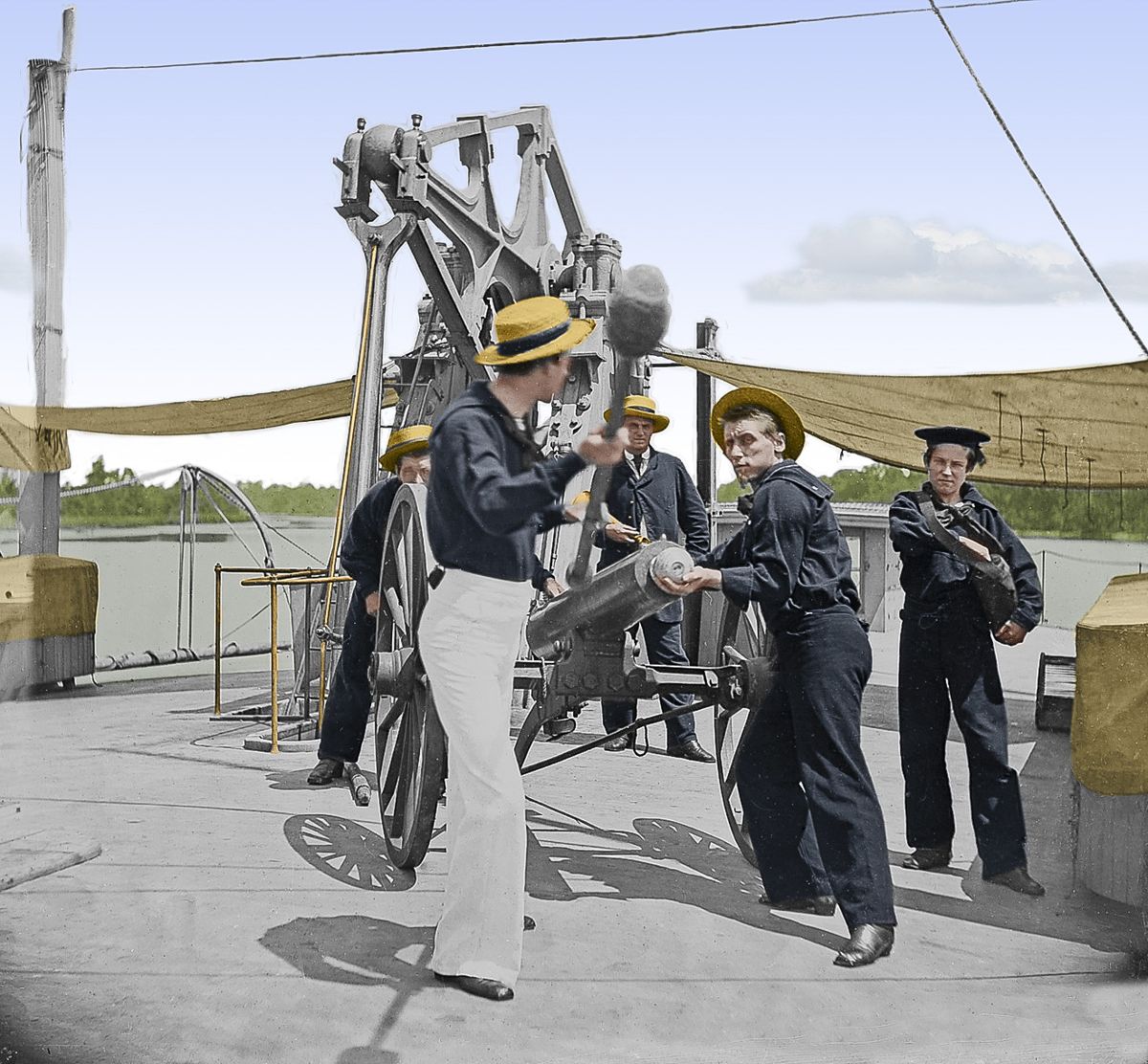 USS Hunchback Gun Crew, James River, Va. Colorization © 2024 civilwarincolor.com, courtesy civilwarincolor.
