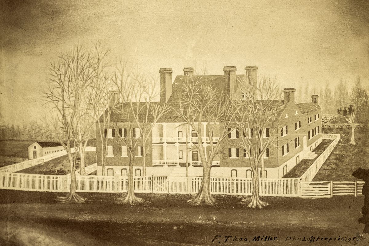 The grand Chancellor House ended up in the center of the May 3, 1863, fighting at Chancellorsville. (Library of Congress)