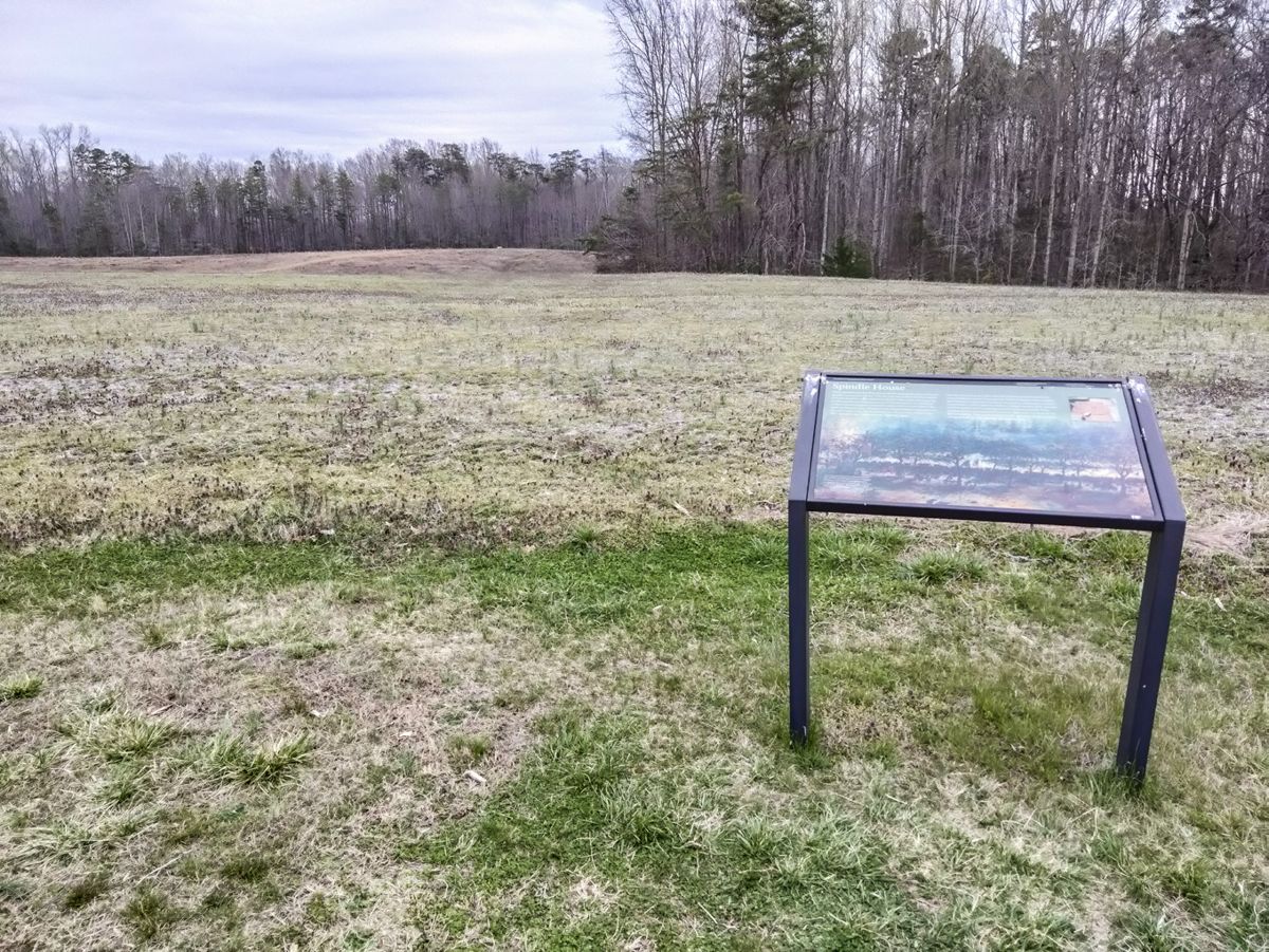 The Spindle House, a two and one-half story frame structure, once stood in this field. (Tim Talbott)