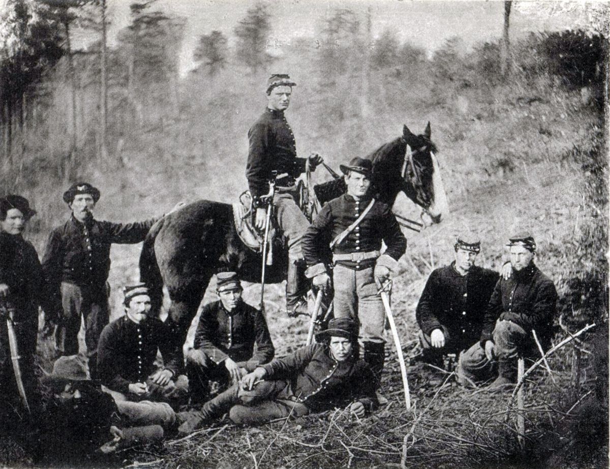 Men of Company A, 10th NY Cavalry, Camp Bayard, February 1863. (Preston)