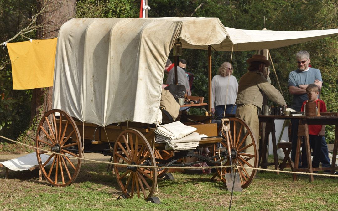 Wounded soldiers were removed from the battlefield on stretchers and transported to field hospitals and train depots by wagons (ambulances).