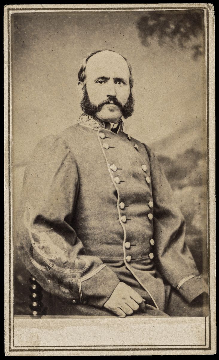 Brigadier General Zebulon York of Co. F and Field and Staff, 14th Louisiana Infantry Regiment in uniform with amputated left arm. (Library of Congress)