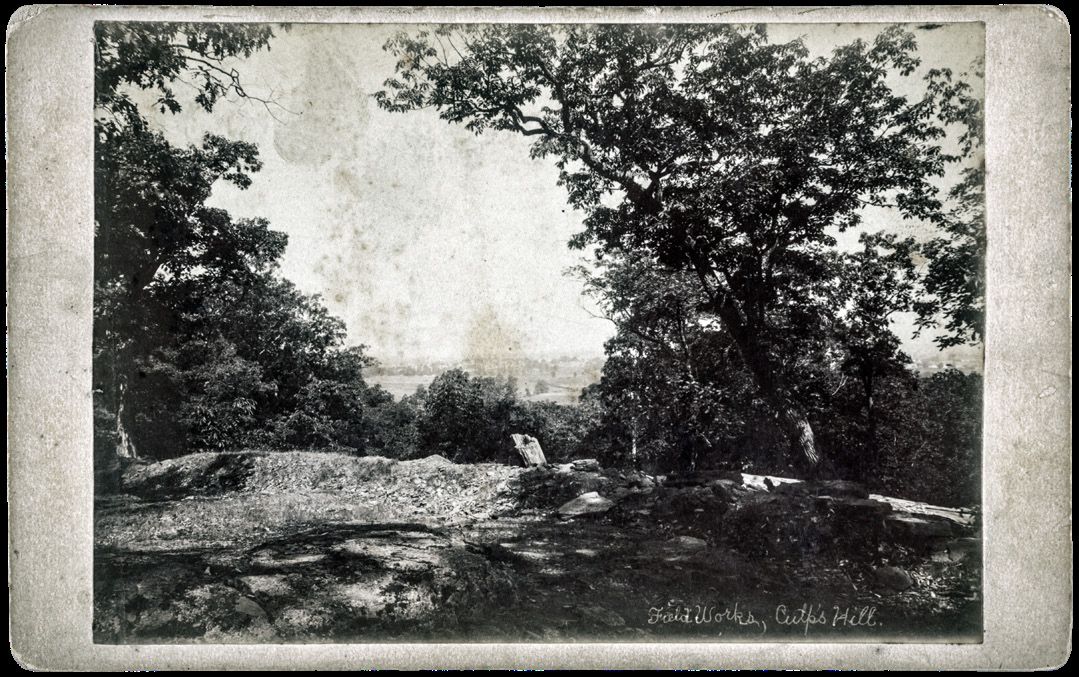 Field works, Culp’s Hill. Tipton, photograph, Gettysburg, Pa. (Library of Congress)